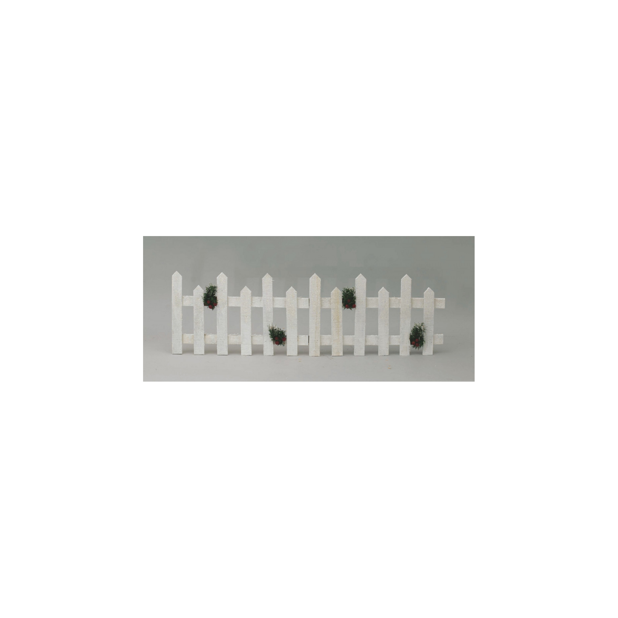 Recinzione Natalizia Decorativa In Legno Plastica - Bianco Multicolore, 98x30x1,5 Cm, Per Esterni/Interni