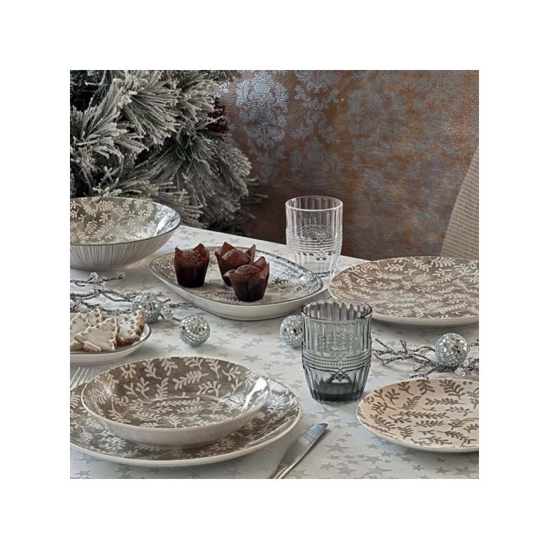 Servizio piatti da tavola 18 pezzi linea madison foliage in porcellana