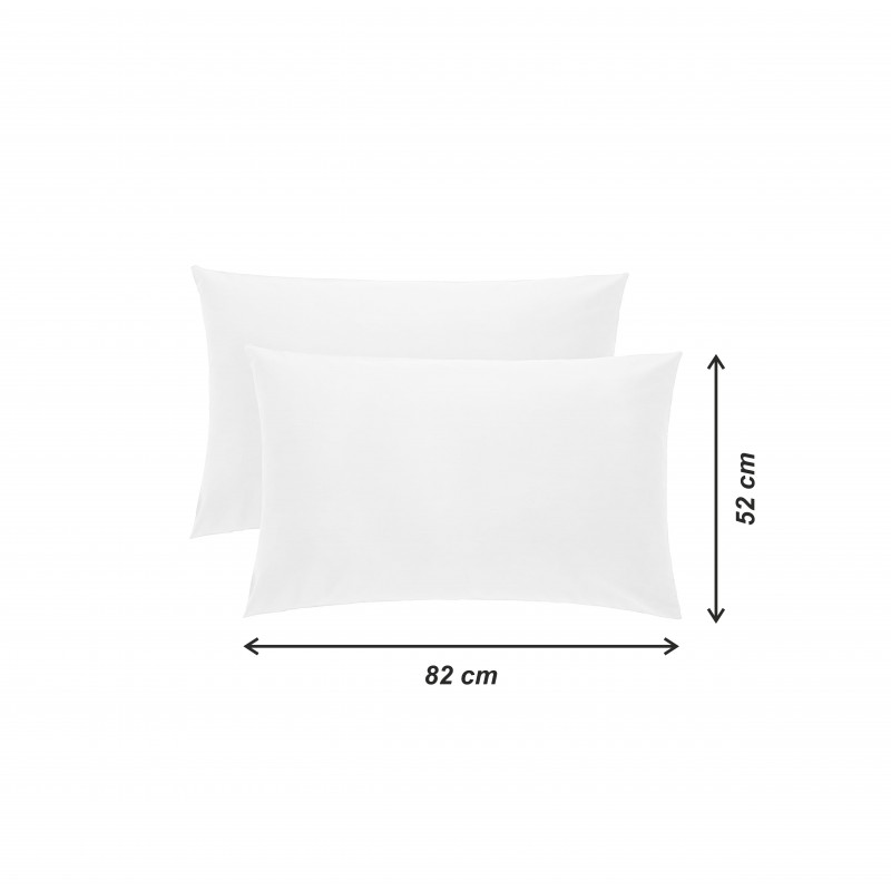 Coppia Federe Cuscino 100% Cotone – Made In Italy, 52x82 Cm, Chiusura A Busta, Tinta Unita Bianca (Set Da 2)