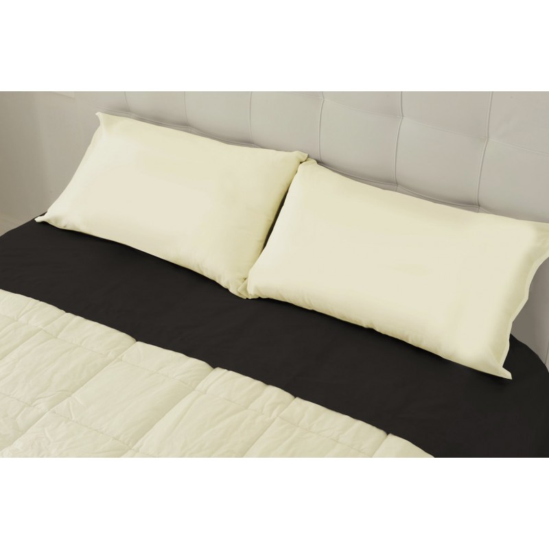 KLULK Coppia Federe Panna 100% Cotone, 52 X 82 Cm, Set Di 2 Cuscino Letto,  Chiusura A Busta, Tinta Unita, Made In Italy