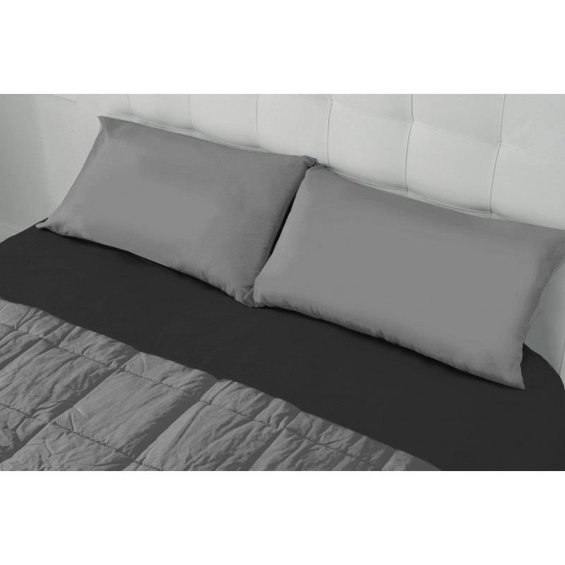 KLULK Coppia Federe Grigio 100% Cotone, 52 X 82 Cm, Set Di 2 Cuscino Letto,  Chiusura A Busta, Tinta Unita, Made In Italy