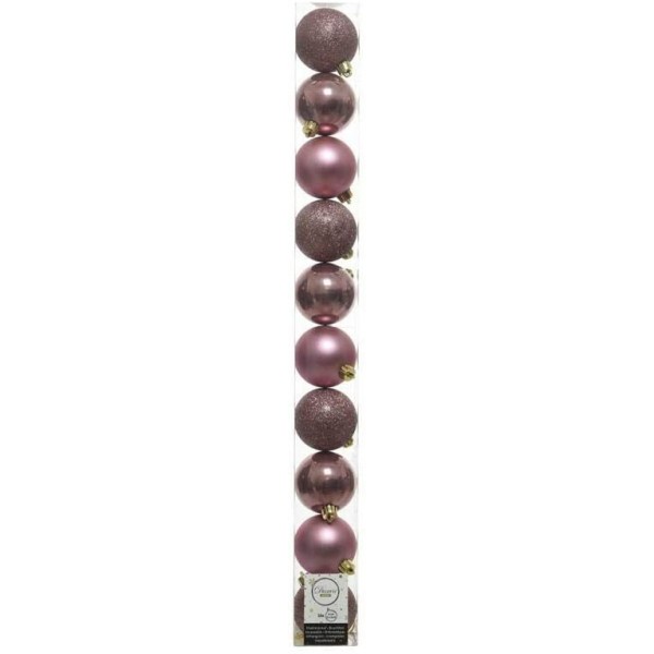 Decori per albero Decoris box 10 sfere rosa velluto 6cm 020264