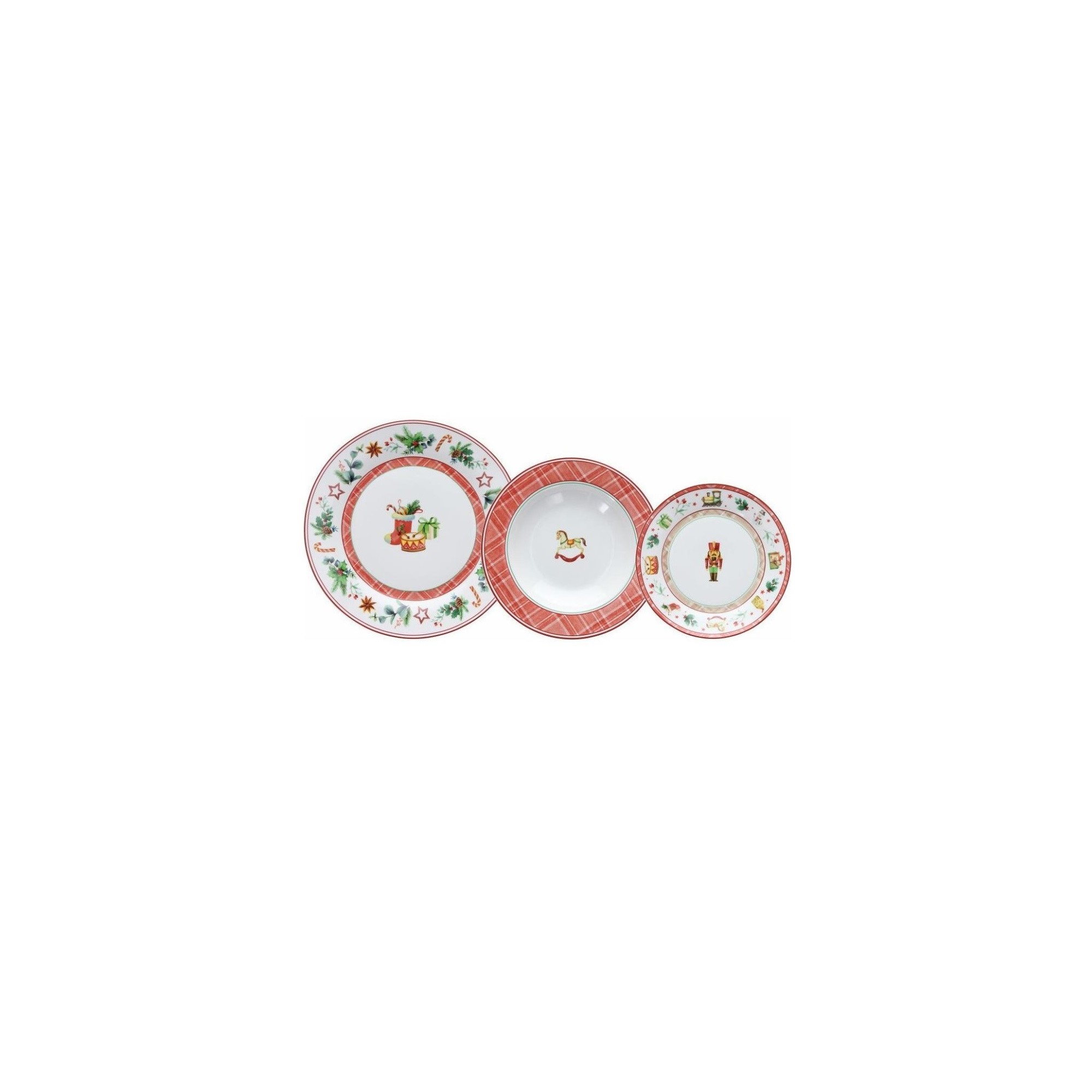 Servizio piatti, bianco/blu, porcellana/stoneware, 18 pezzi