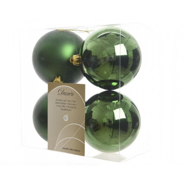 Decori per albero Decoris box 4 sfere verde pino 100 022187