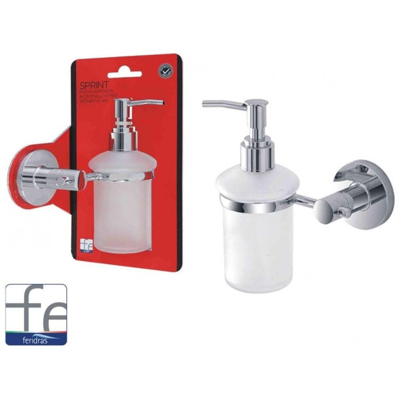 Feridras porta dispenser sprint cromall/ vetro satinato abs arredo bagno  015309