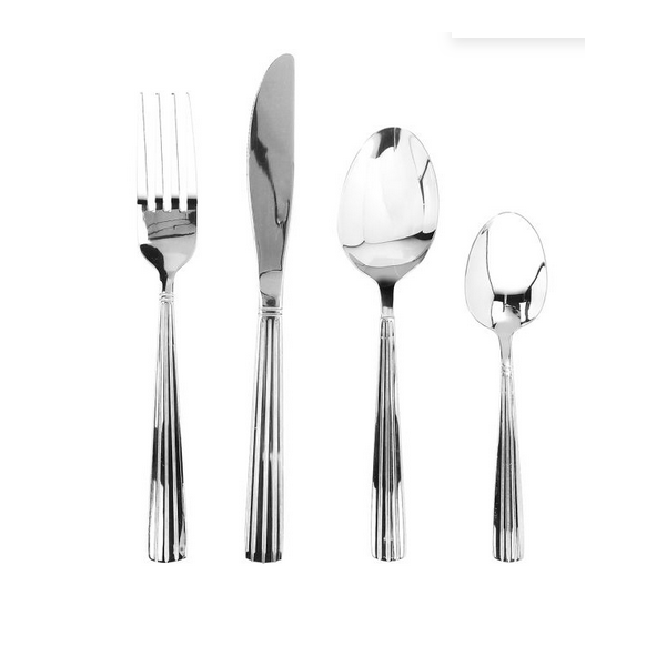 GLOUPIE Set 24 Posate Light Nero Per 6 Persone in Acciaio Inox e Manico