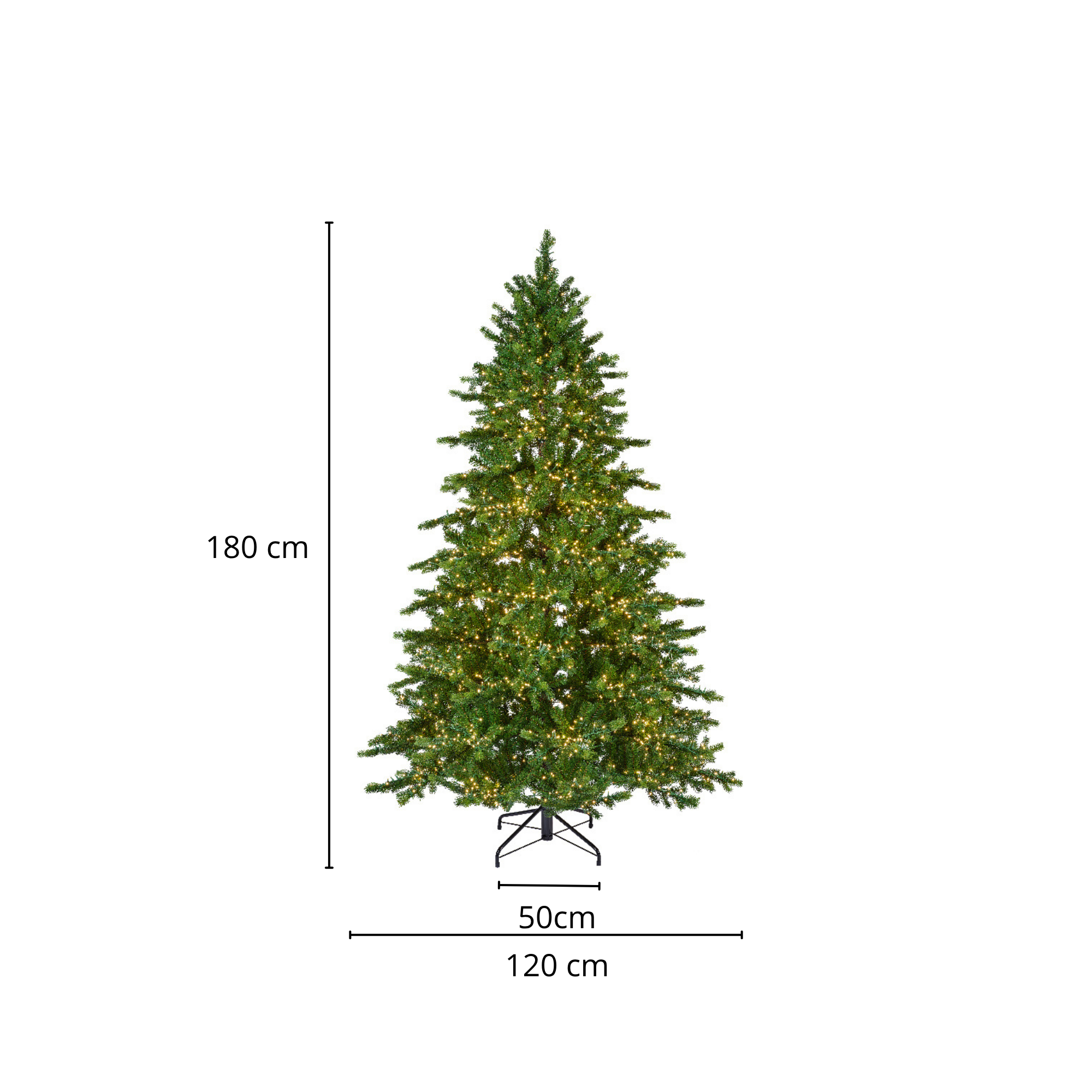 Albero di Natale artificiale illuminato 180cm con 1664 rami e 310 luci LED, Pino