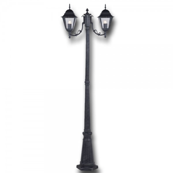 Lampade da esterno Lampione 2 luci new york h 200 cm lampada 60 w grigio ghisa per giardino esterno