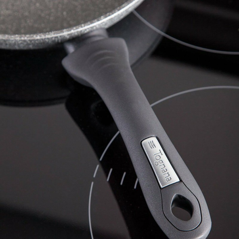 1 & Set 3 padelle 20-24-28 cm Alluminio Grigio Alluminio Tognana WI758BDAMNF Grill Rettangolare con Manico Pieghevole Mythos Nero anche a Induzione 