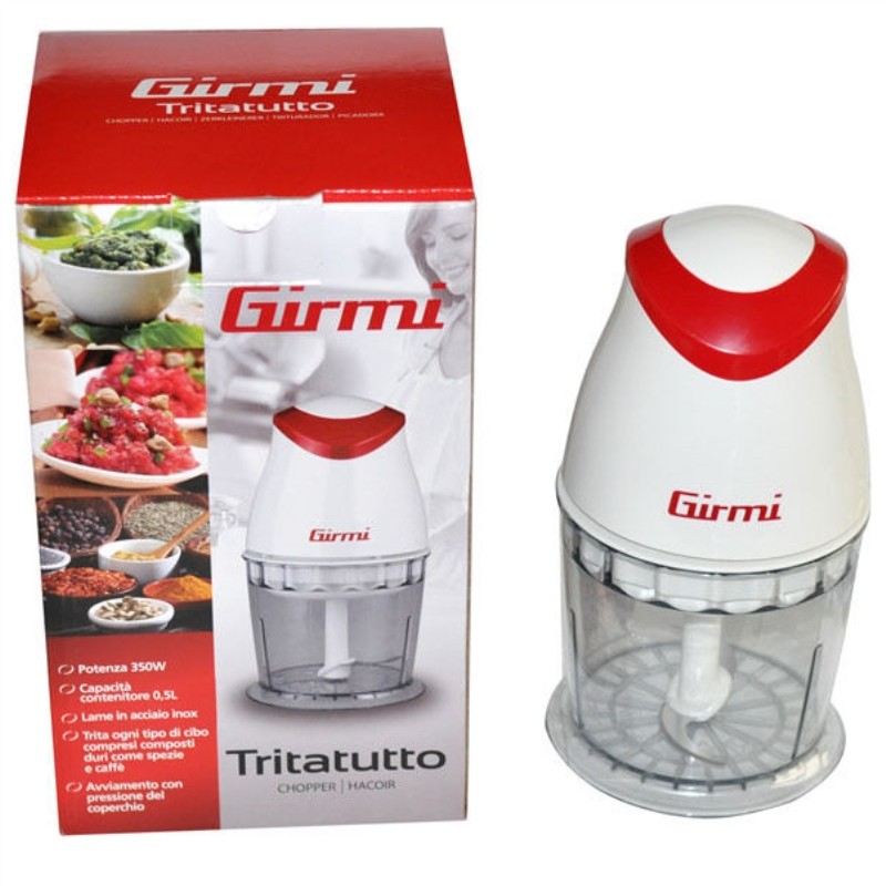 Tritatutto 350 w bianco rosso girmi tr01 tritare omogenizzare lame acciaio